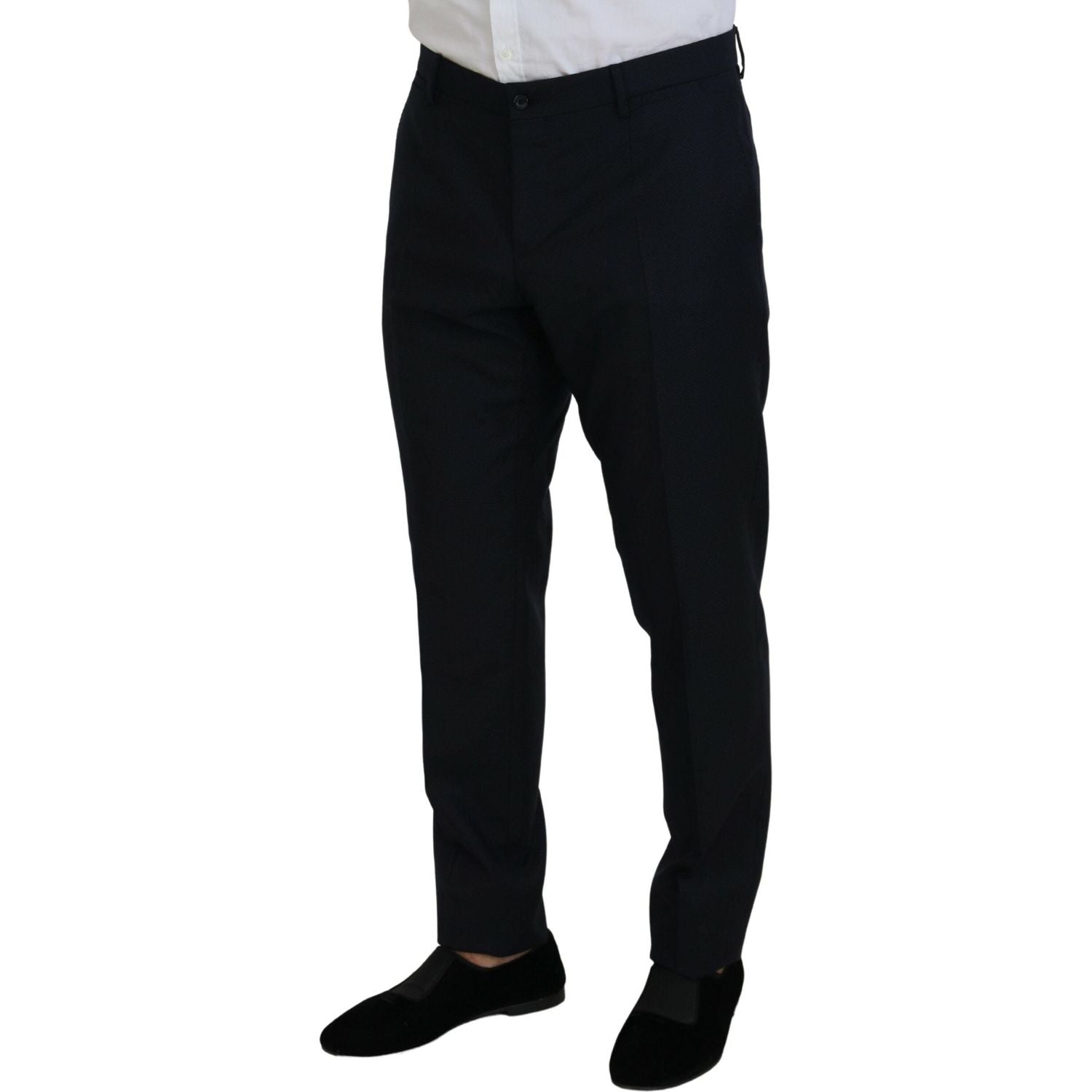 بدلة دولتشي آند غابانا الأنيقة باللون الأزرق من مزيج الصوف والحرير