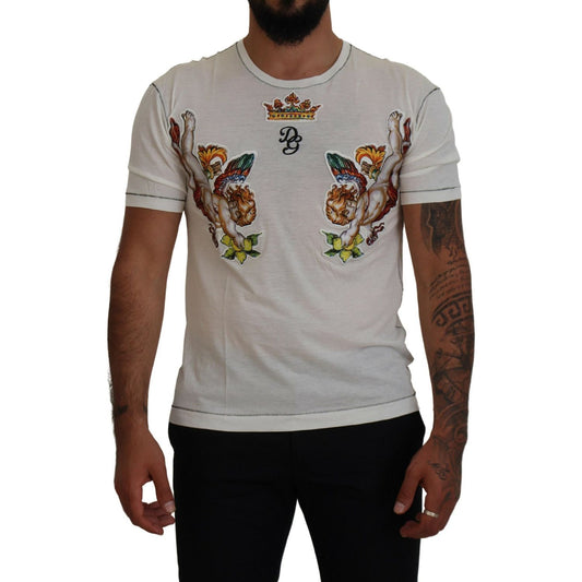 Dolce & Gabbana White Printed Short Sleeves Men T-shirt TSH83620 - 44