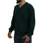 Dolce & Gabbana Green Cashmere V-neck Pullover Sweater TSH83669- 44
