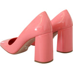 Prada Pink Patent Leather Block Heels Pumps Classic LA10135- 35