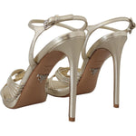 Prada Gold Leather Sandals Ankle Strap Heels Stiletto Sandal LA10142-36.5