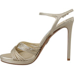 Prada Gold Leather Sandals Ankle Strap Heels Stiletto Sandal LA10142-36.5
