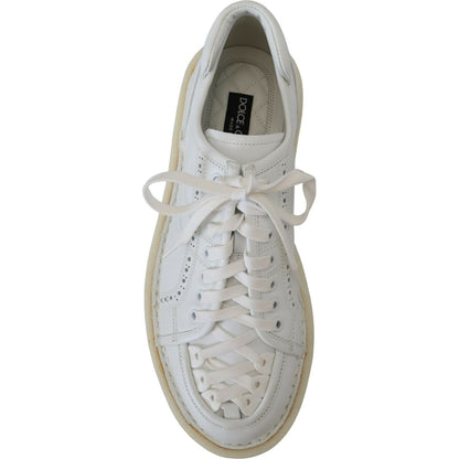 Dolce & Gabbana White Leather Low Top Oxford Sneakers Casual Shoes
