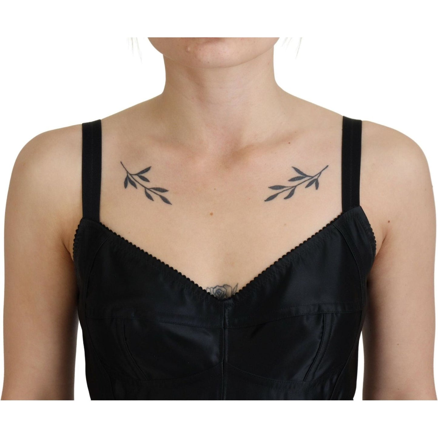 Dolce & Gabbana Black Fit Wool Stretch Sheath Mini Dress