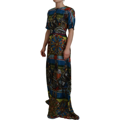 Dolce & Gabbana Multicolor Sicily Silk A-line Long Gown Dress