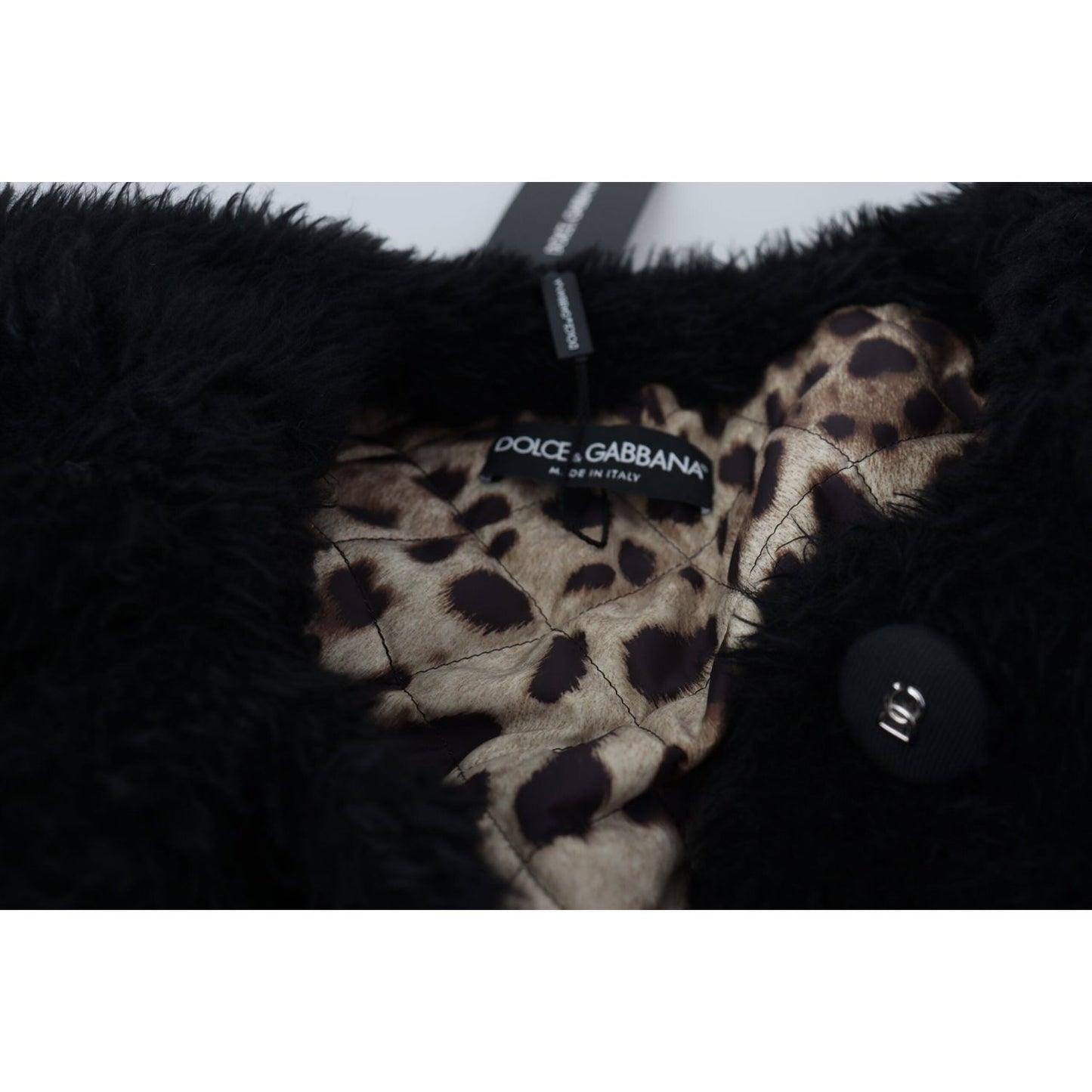Dolce & Gabbana Black Cashmere Blend Faux Fur Coat Jacket