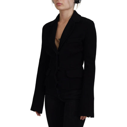Dolce & Gabbana Black Button Cardigan Blazer Viscose Jacket