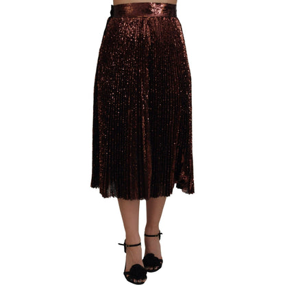 Dolce & Gabbana Bronze Sequined High Waist A-line Maxi Skirt