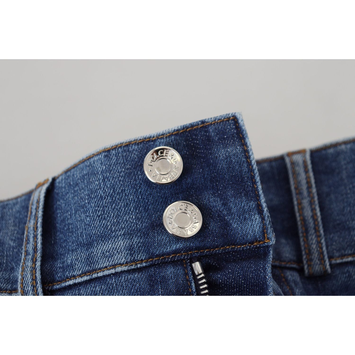 优雅高腰蓝色牛仔裤