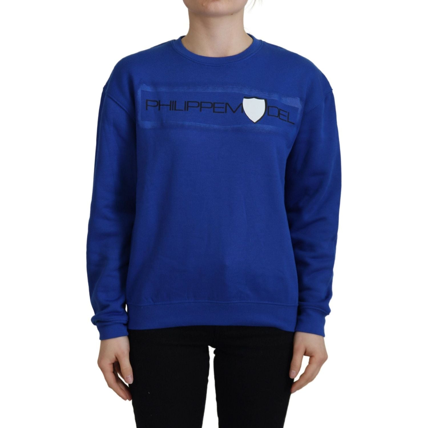 Philippe Model Blue Printed Long Sleeves Pullover Sweater