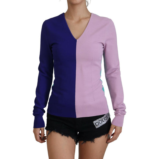 Dolce & Gabbana Multicolor V-neck Viscose Long Sleeves Sweater