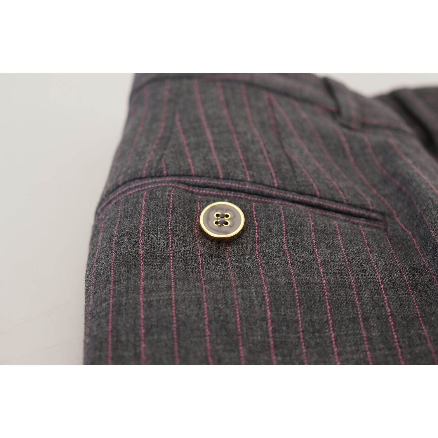 优雅灰色条纹锥形裤