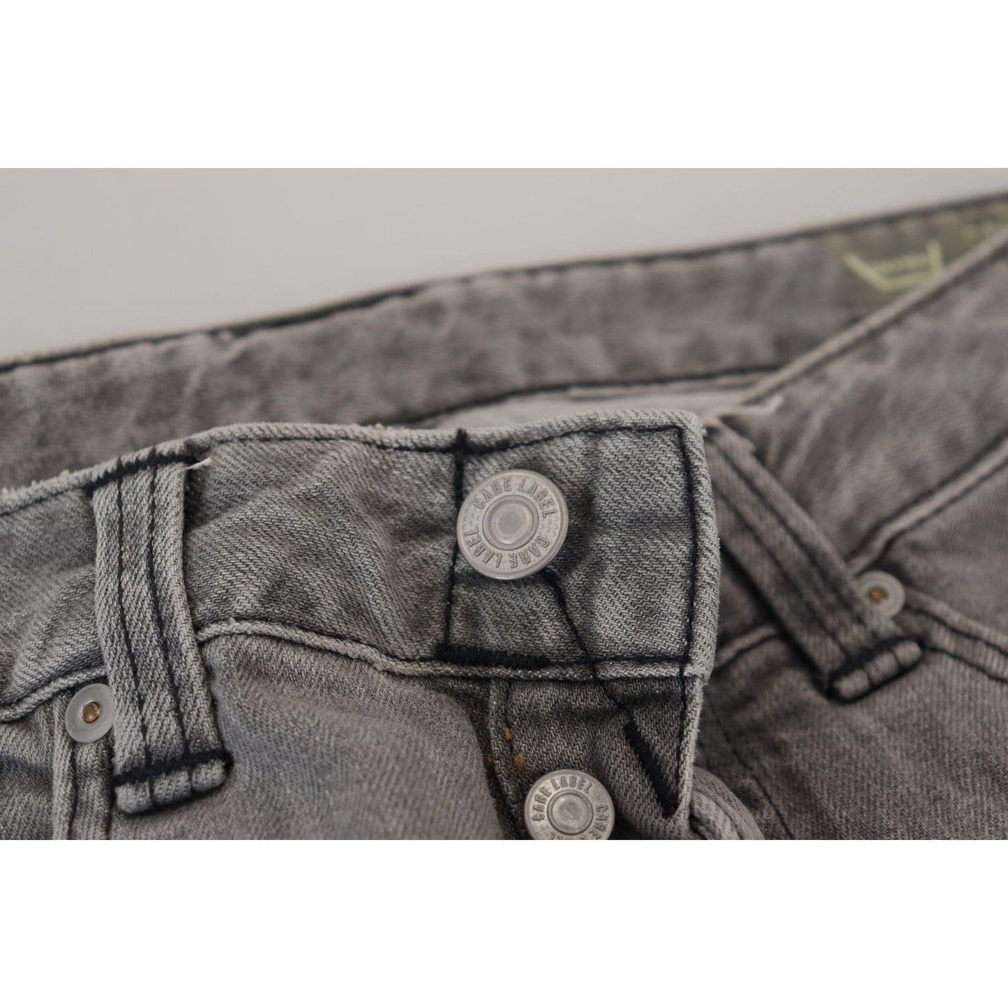 Care Label Gray Washed Cotton Skinny Women Casual Denim Jeans