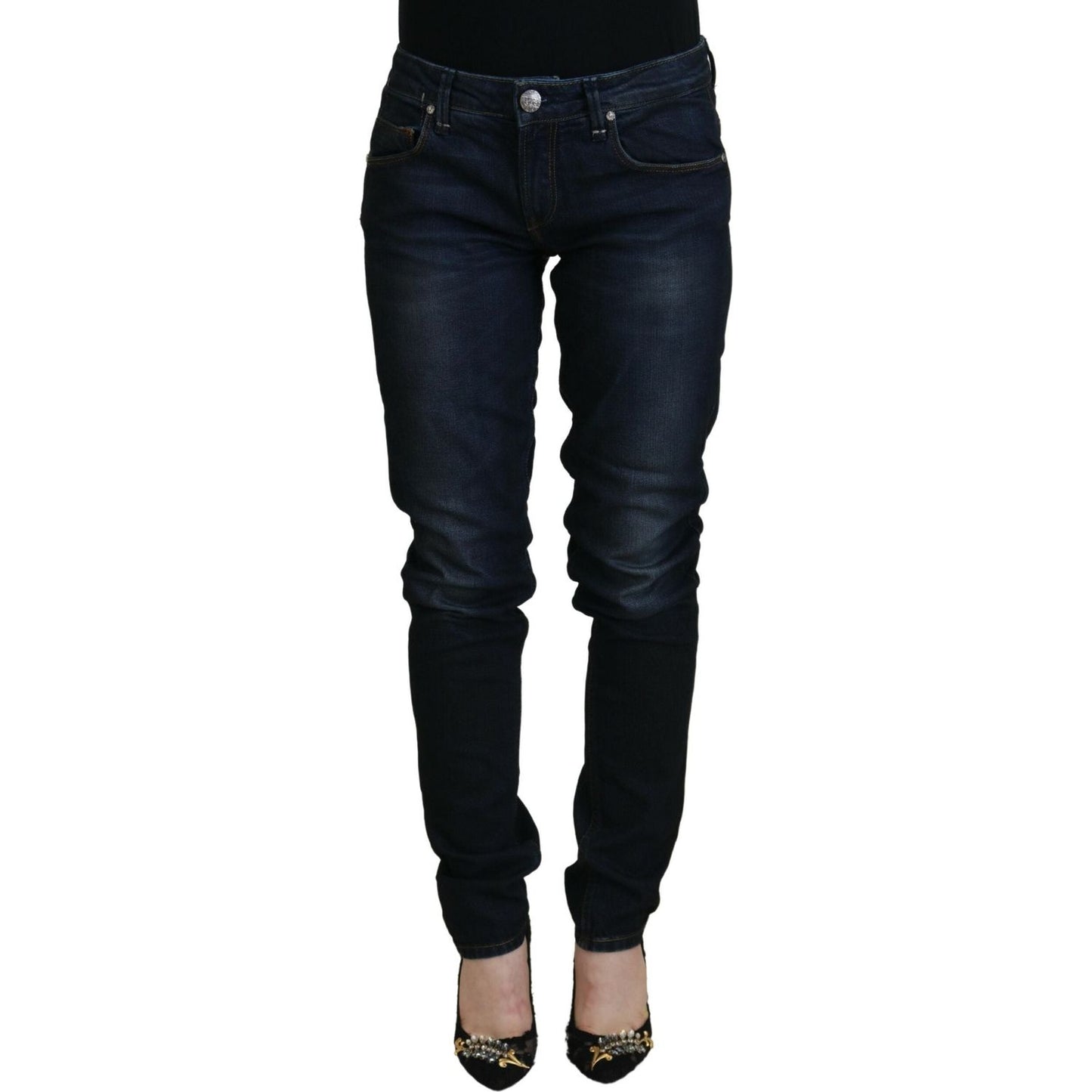 Acht Blue Cotton Skinny Low Waist Women Casual Denim Jeans