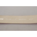 John Galliano Pink Leather Letter Logo Round Buckle Waist Belt