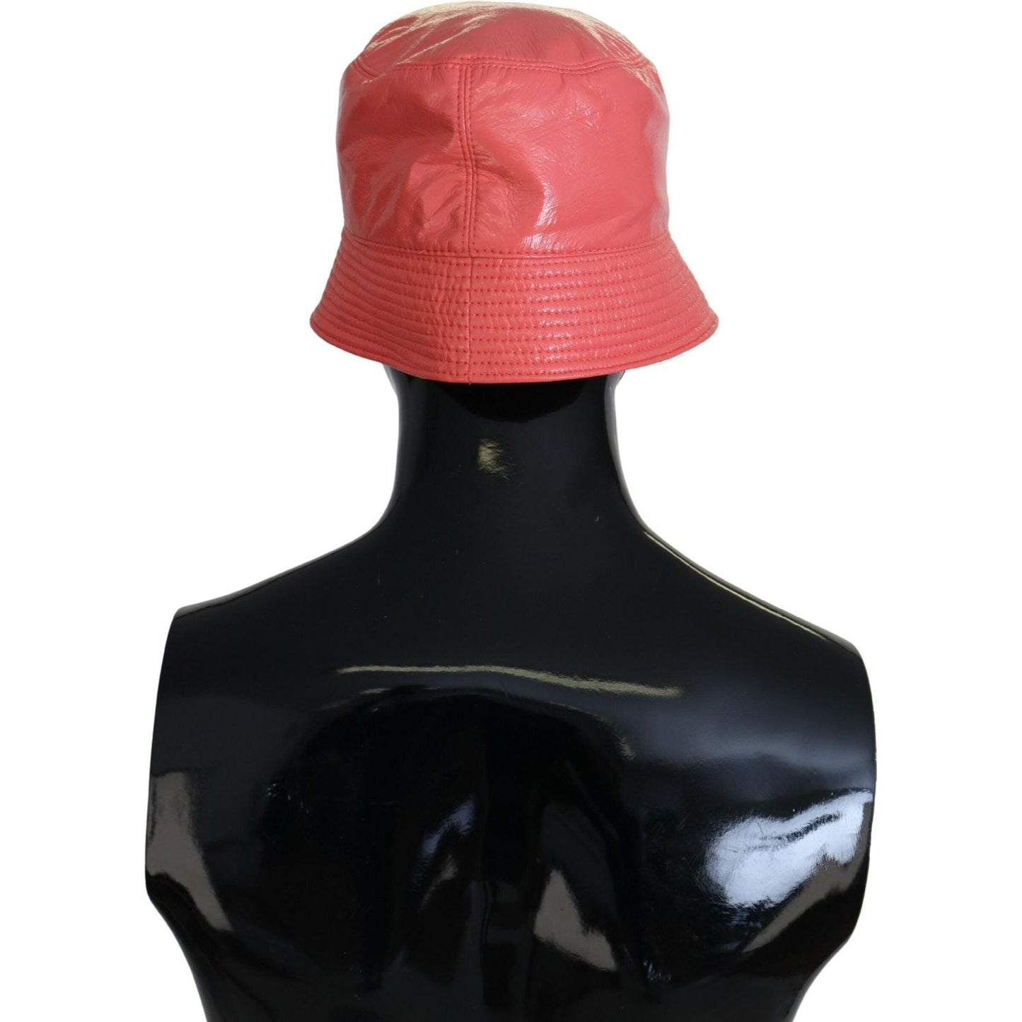 Dolce & Gabbana Peach Quilted Faux Leather Women Bucket Cap Hat
