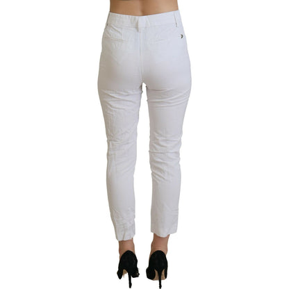 Dondup White High Waist Tapered Women Pants