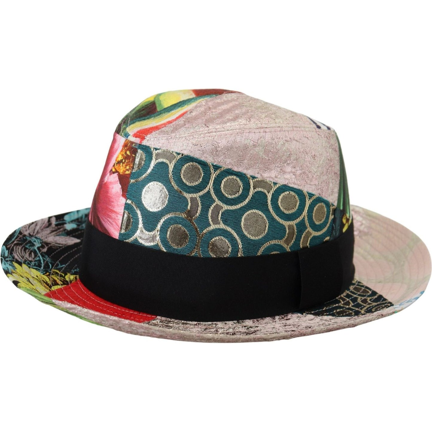 Dolce & Gabbana Multicolor Patchwork Women Fedora Wide Brim Hat