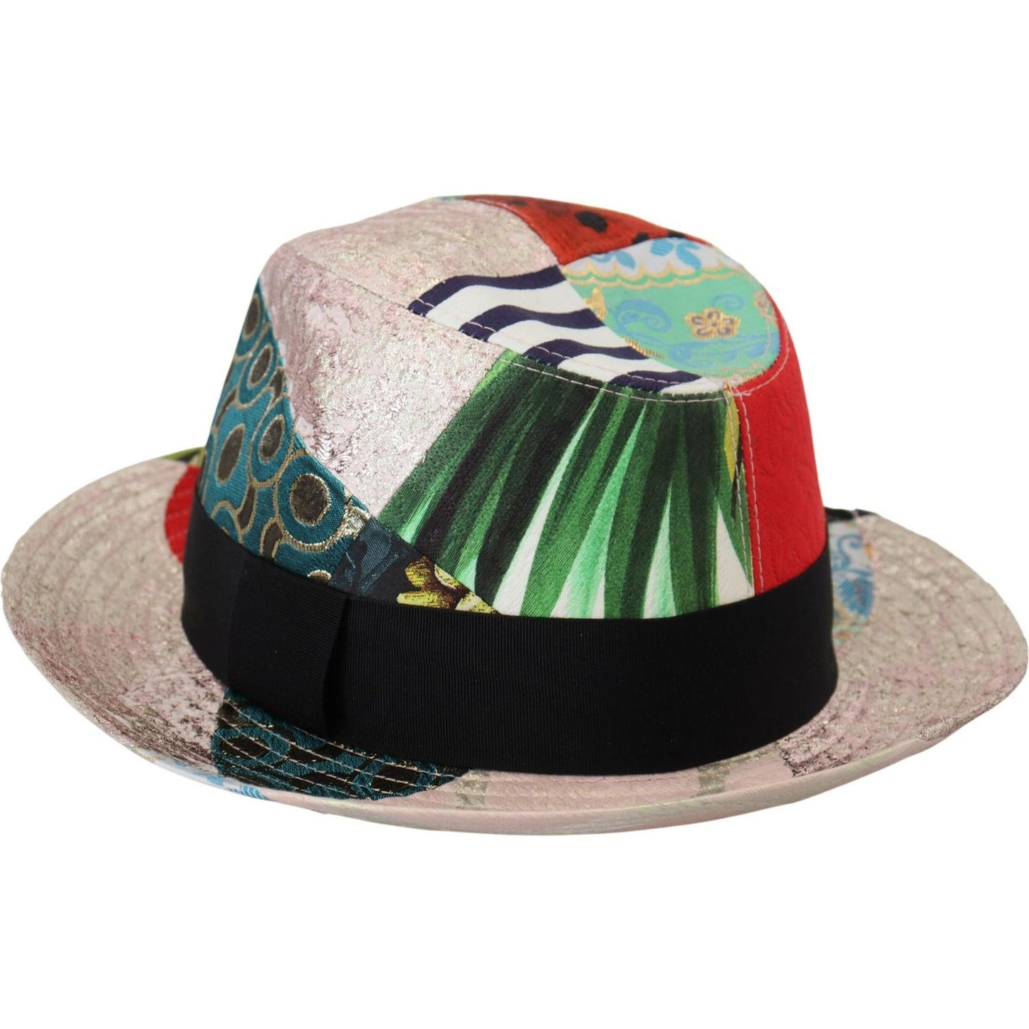Dolce & Gabbana Multicolor Patchwork Women Fedora Wide Brim Hat
