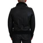 Dolce & Gabbana Black Lamb Leather Collared Men Coat Jacket