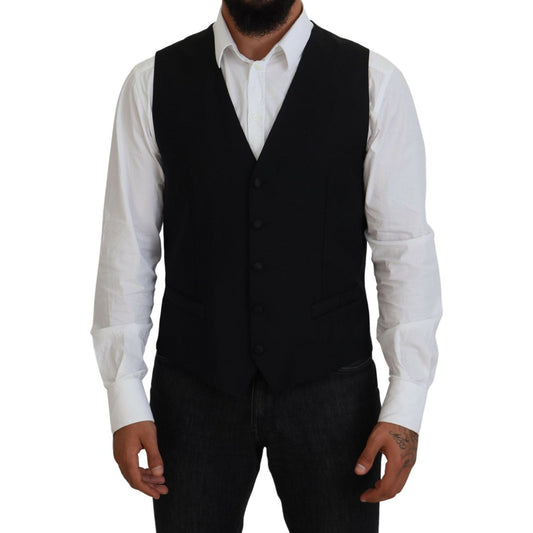 Dolce & Gabbana Black Virgin Wool Waistcoat Formal Vest TSH83841-52