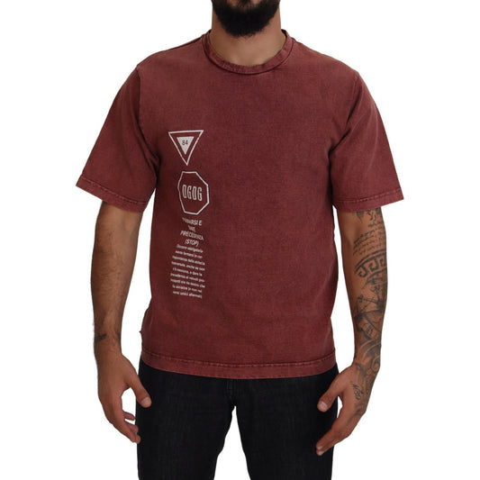 Dolce & Gabbana Maroon Print Round Neck Short Sleeves T-shirt TSH83948-46