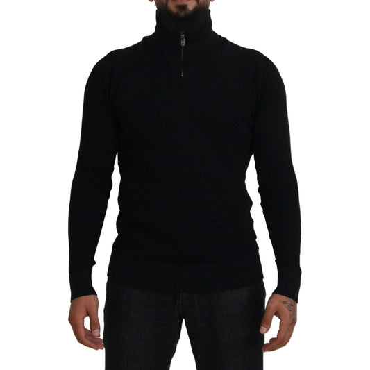 Dolce & Gabbana Black Silk Turtle Neck Pullover Sweater TSH83962-54