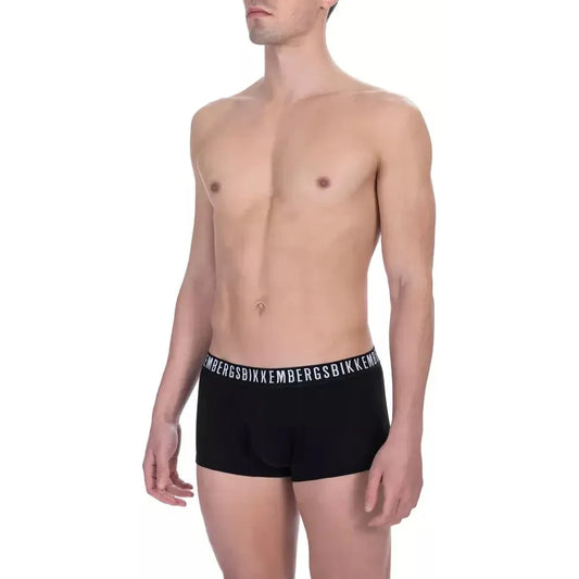 Bikkembergs Black Cotton Men's Underwear Trunk Twin Pack BI-22376-S