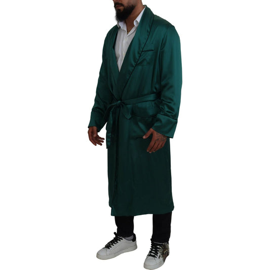 Dolce & Gabbana Green Silk Waist Belt Robe Sleepwear JKT3588-46