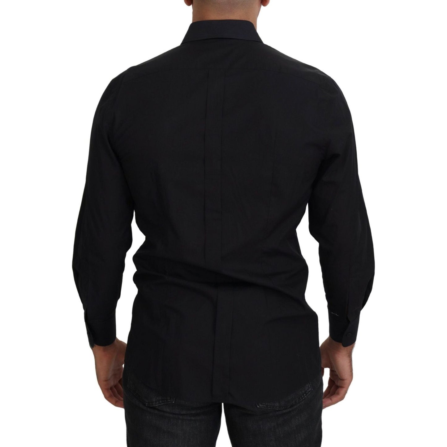 Dolce & Gabbana Black GOLD Cotton Collared Long Sleeve Shirt