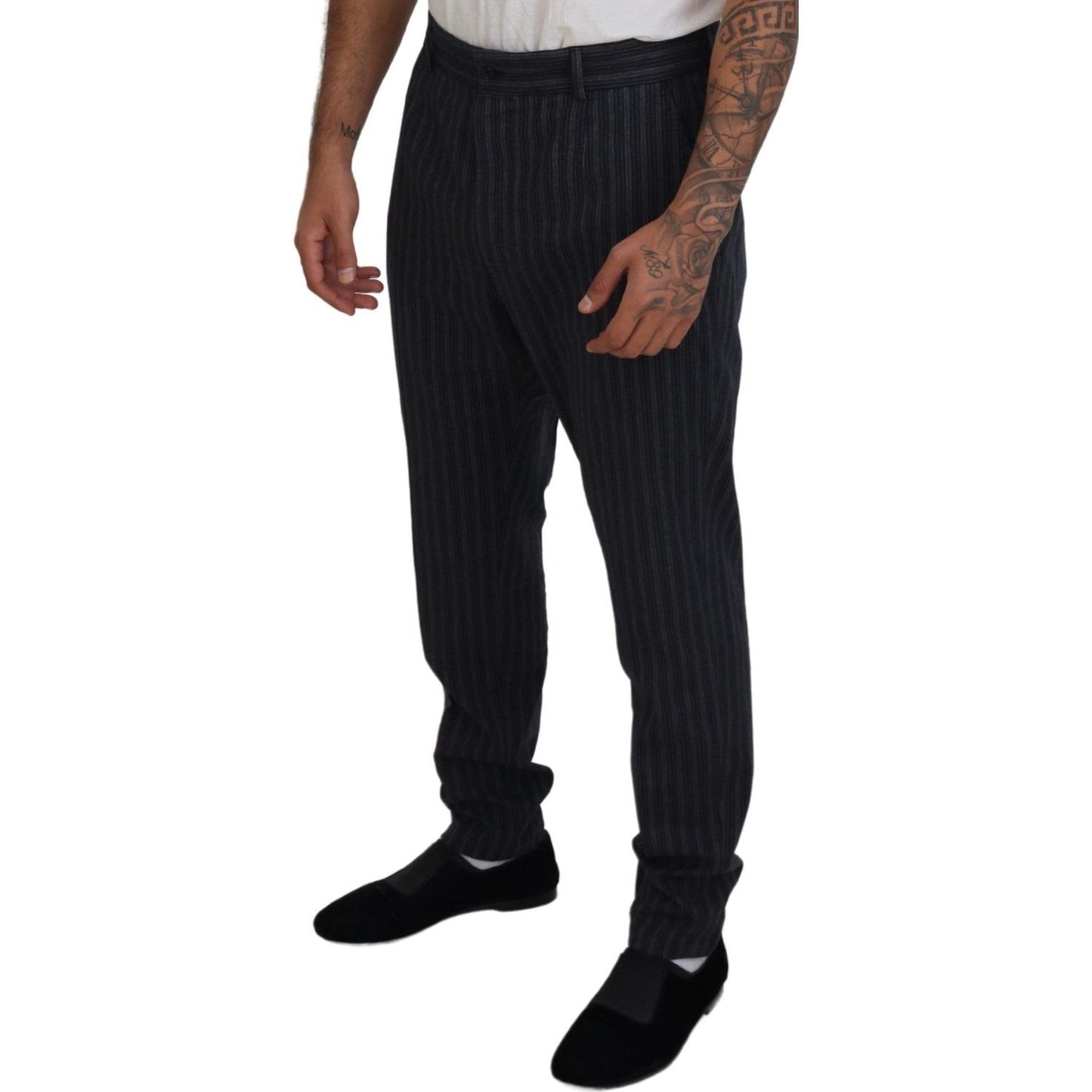 Dolce & Gabbana Dark Gray Stripes Chino Dress Pants PAN74719-52