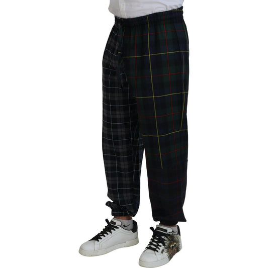 Dolce & Gabbana Multicolor Checkered Wool Men Jogger Pants PAN74780-48