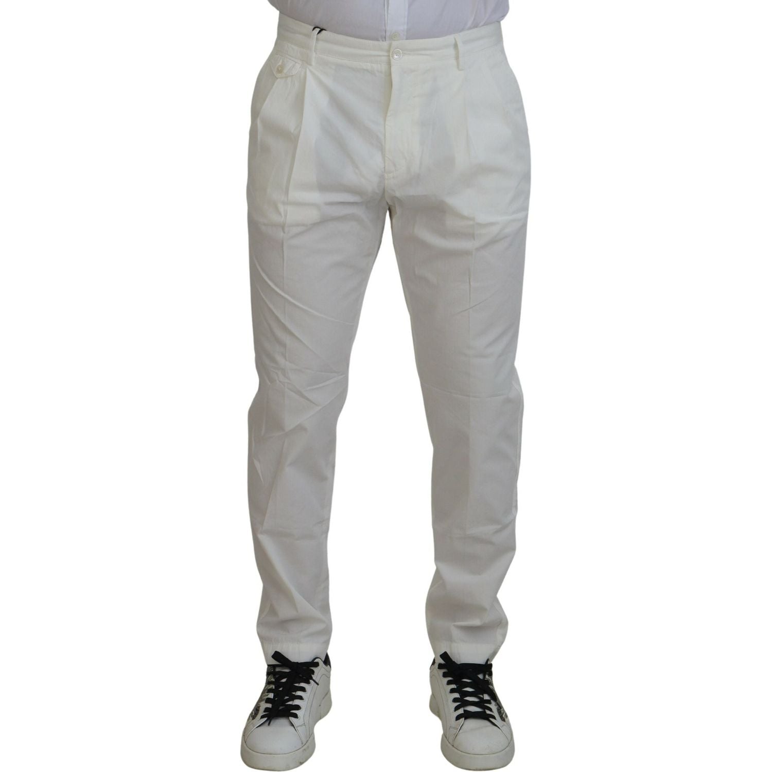 بنطلون شينو قطني أبيض أنيق من دولتشي آند غابانا