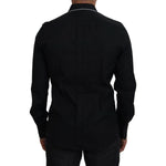 Dolce & Gabbana GOLD Black Tuxedo Slim Fit Cotton Shirt TSH83815- 41