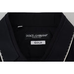 Dolce & Gabbana GOLD Black Tuxedo Slim Fit Cotton Shirt TSH83815- 41