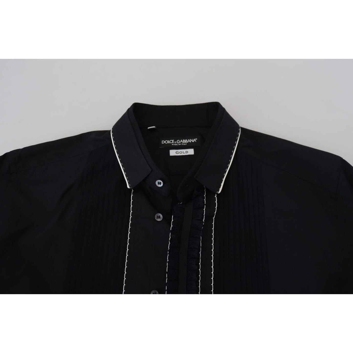 Dolce & Gabbana GOLD Black Tuxedo Slim Fit Cotton Shirt