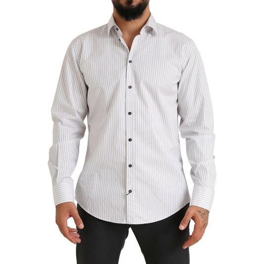 Dolce & Gabbana White MARTINI Cotton Stripe Dress Formal Shirt TSH84106-38
