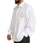 Dolce & Gabbana White Logo Cotton Casual Long Sleeves Shirt