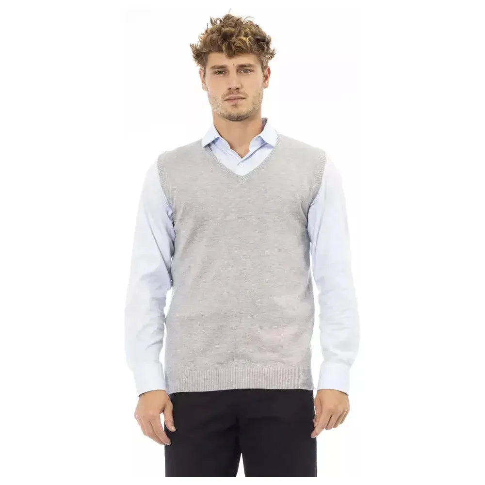 精致罗纹针织 V 领背心