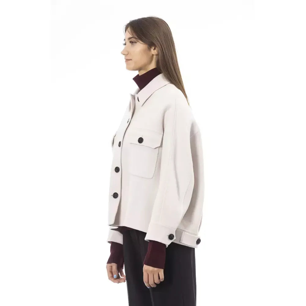 Alpha Studio Elegant White Wool Blazer Jacket