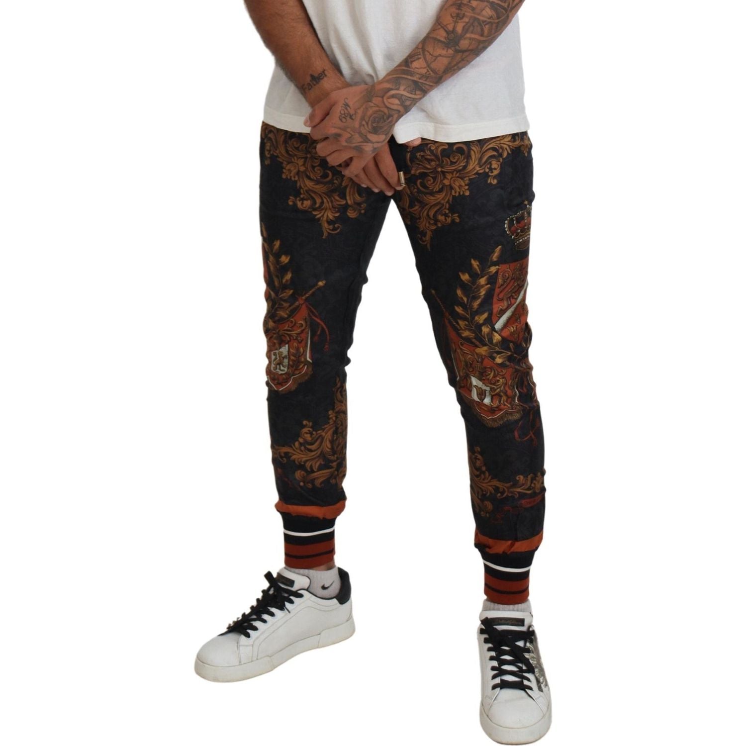 巴洛克皇冠真丝运动裤