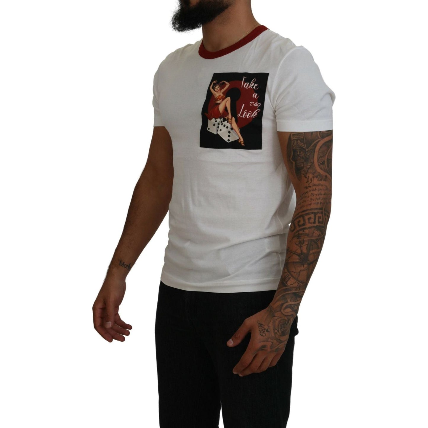 Dolce & Gabbana Cotton White Logo Print Crewneck T-shirt