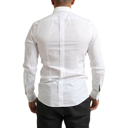 Dolce & Gabbana White Tuxedo Slim Fit Baroque Shirt