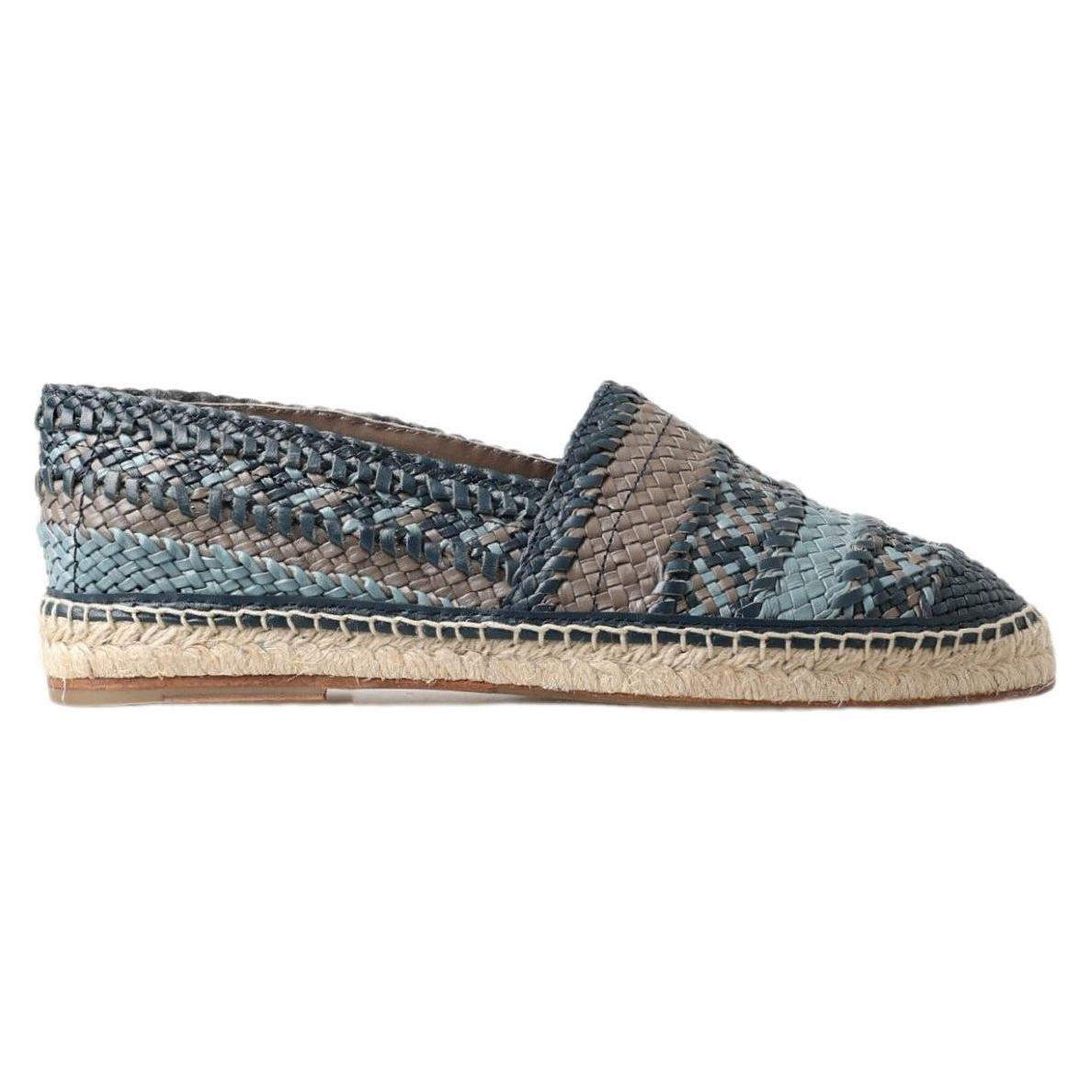 Dolce & Gabbana Blue Gray Leather Buffalo Espadrille Shoes