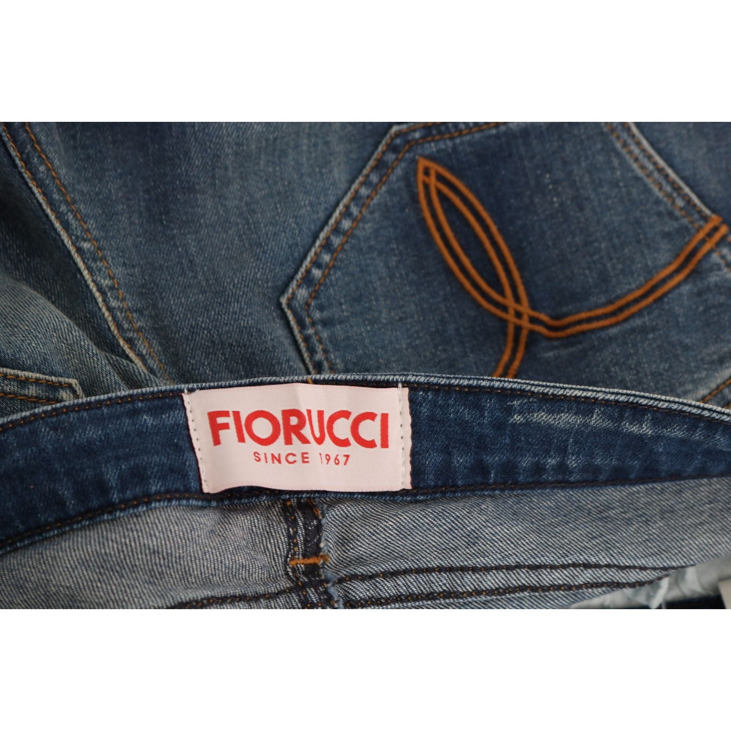 Fiorucci Blue Washed Mid Waist Slim Fit Denim Jeans