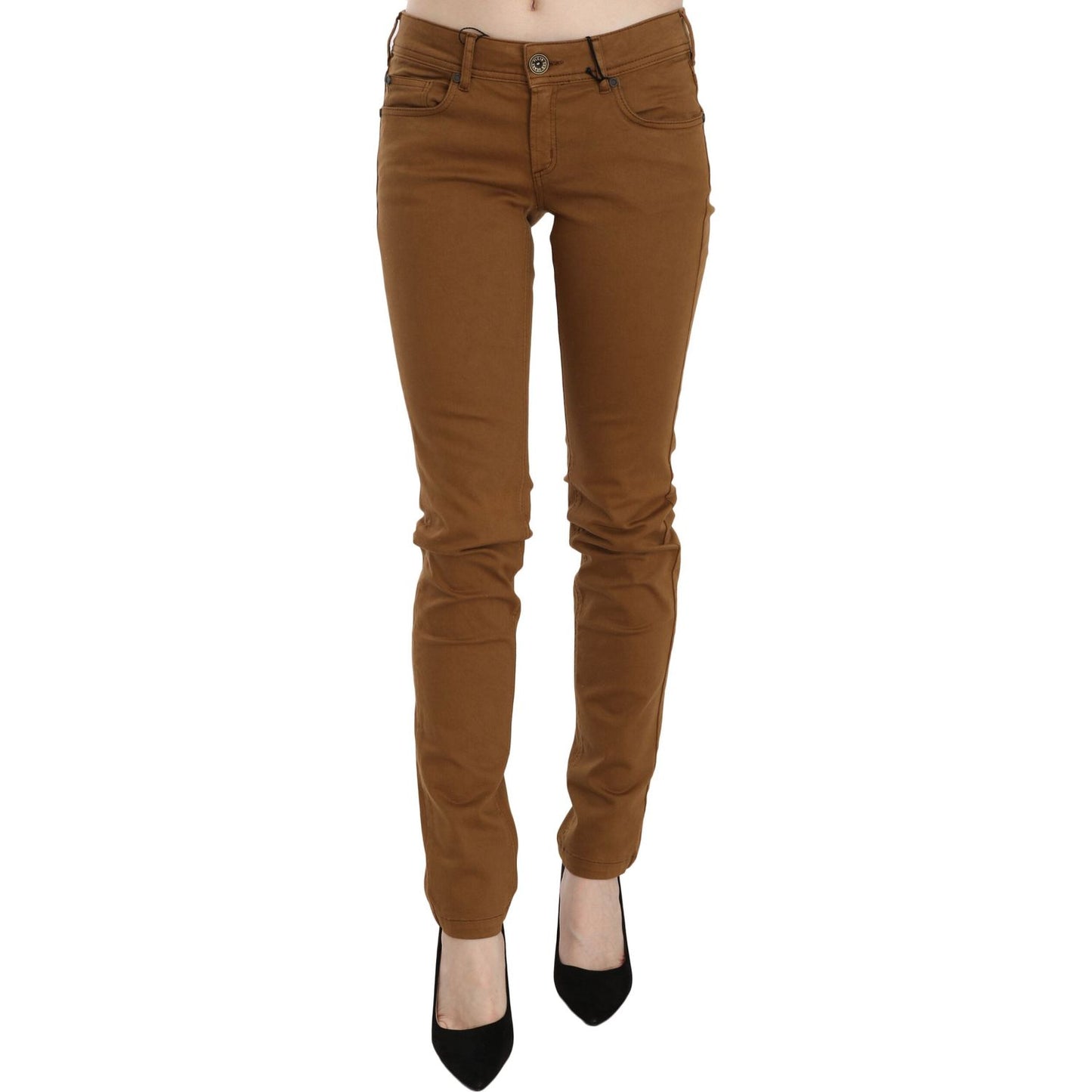PLEIN SUD Brown Cotton Mid Waist Skinny Slim Fit Denim Jeans