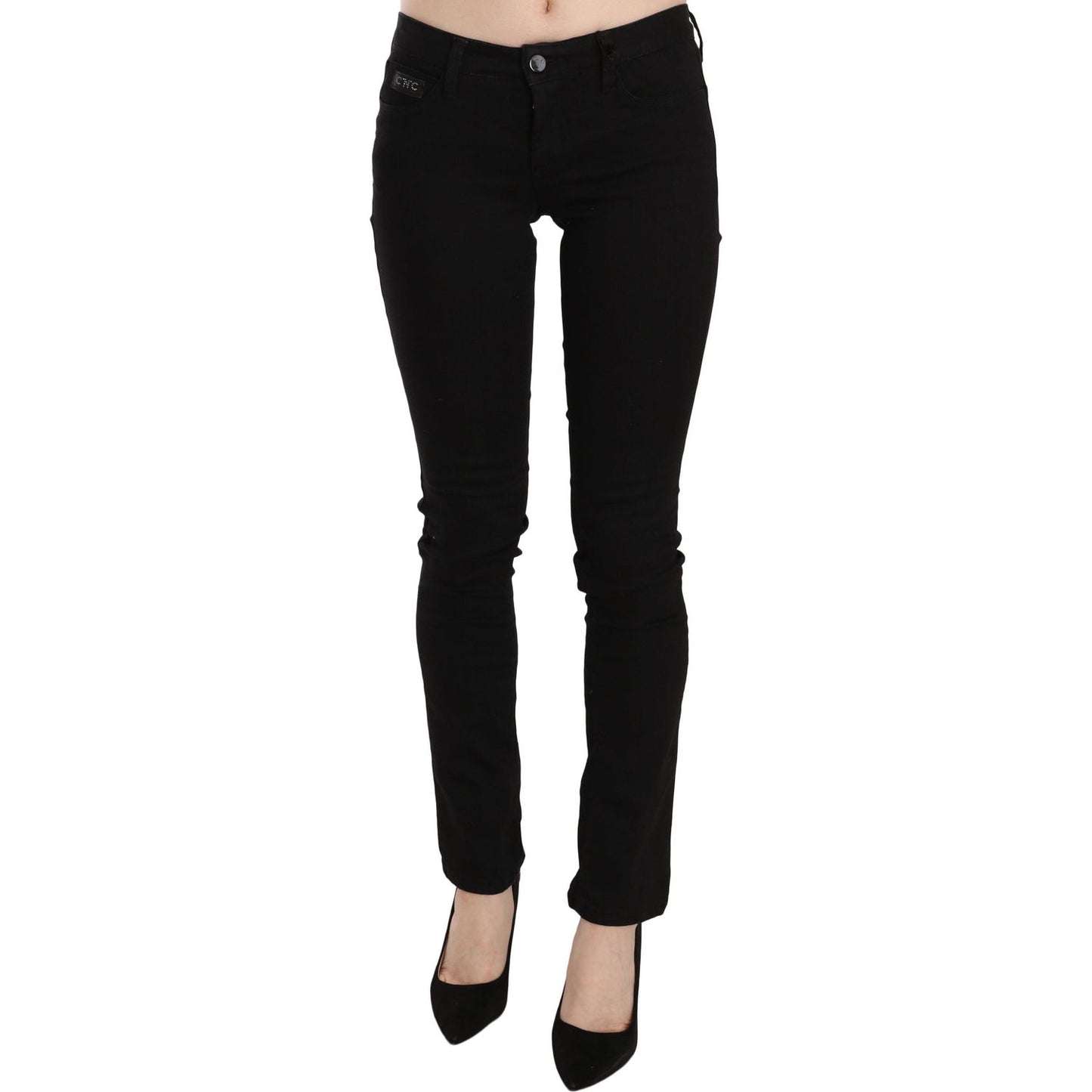 Costume National Black Sequined Mid Waist Slim Fit Denim Jeans
