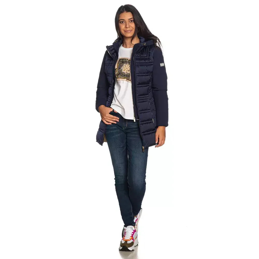 Yes Zee Blue Polyester Women's Jacket