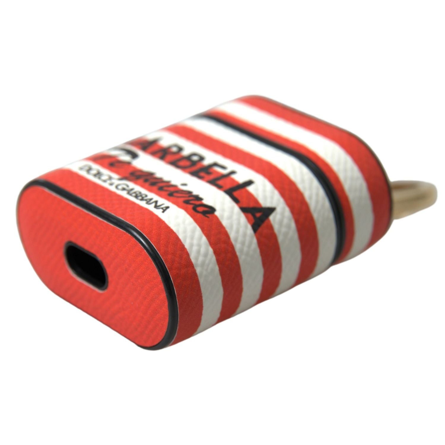 别致的橙色条纹皮革 Airpods 保护套