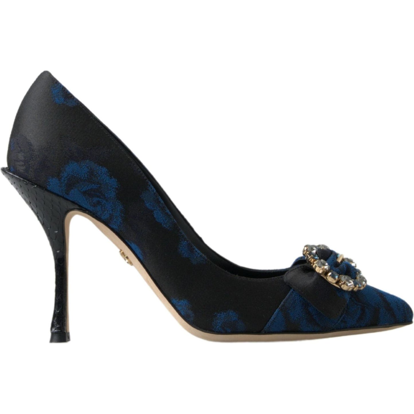 Dolce & Gabbana Blue Floral Ayers Crystal Pumps Shoes